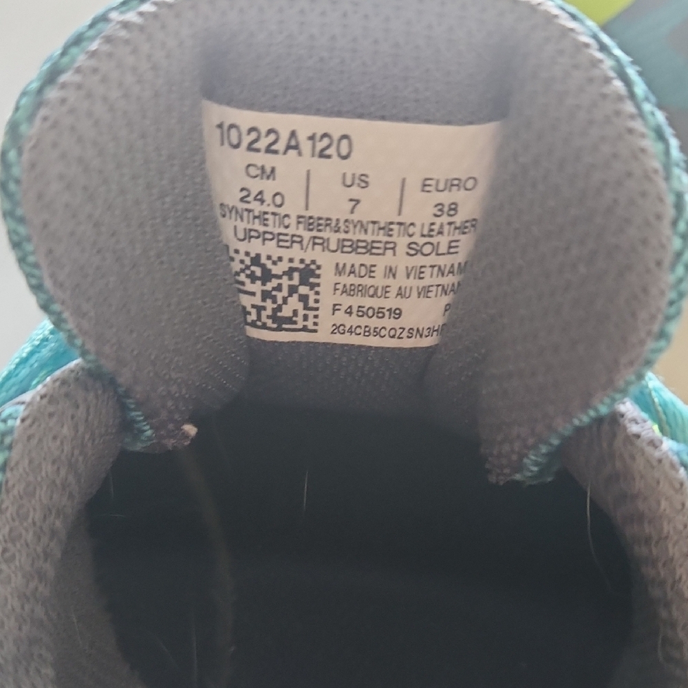 Asics Womens' Teal and Neon Green Sneakers - Picture 3 of 6